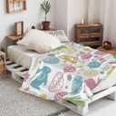 Easter Rabbits Blanket, Spring Easter Colorful Eggs Blanket for Easter Decoration, Cozy Fuzzy Plush Warm Blankets for Couch Sofa Bed 40x50 inch