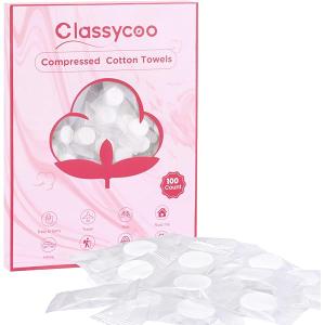Classycoo Compressed Towel 100 PCS Mini Tablets Disposable Portable Face Towel Cotton Coin Tissue Eco-Friendly for Travel, Camping, Hiking, Sport, Beauty, Home Hand Wipes, Outdoor Activities Pink