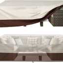 Vailge Waterproof Patio Furniture Set Cover with Padded Handles, Patio/Outdoor Table Cover, Patio/Outdoor Dining Rectangular Table Chairs Cover Small,Beige & Brown