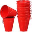 Sadnyy 12 Pack Metal Buckets with Handle, Galvanized Bucket 4.5 x 5 Inch Basket Bucket Party Supplies, Crafts for Christmas Halloween Candy Bars Vase Crafts(Red)
