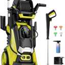 Electric Pressure Washer 5000PSIMax 3.6GPM Power Washer Touch Screen Adjustable Pressure 4 Nozzles and 500ml Foam Cannon Power Washer Cleaning for Car Yellow