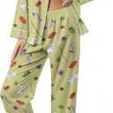 Unisex Ultra Soft Pajama Set, Valentines Pajamas, Soft Warm Matching Sleepwear Gift for Women Men (Green, M)