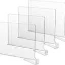 CY craft Acrylic Shelf Dividers for Closets,Wood Shelf Dividers, 4 PCS Clear Shelf Separators,Perfect for Clothes Organizer and Bedroom Kitchen Cabinets Shelf Storage and Organization