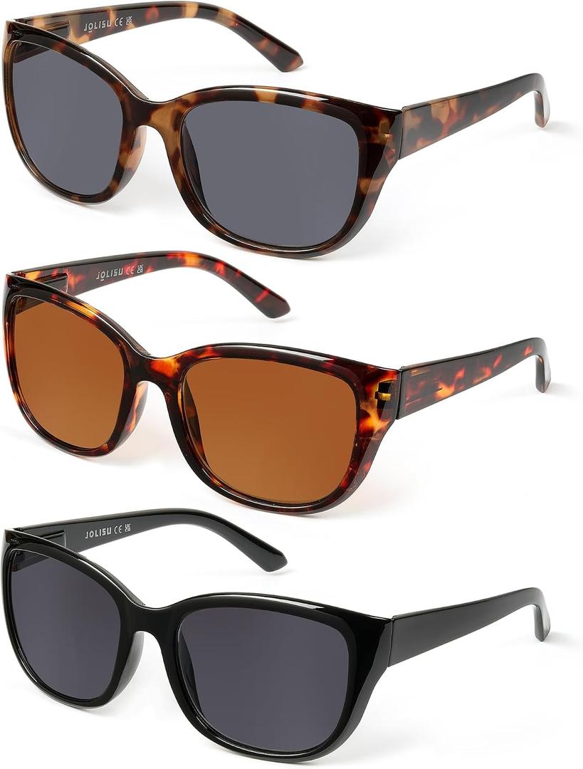 JOLISU 3 Pack Reading Sunglasses for Women/Men, Built-in Sun Reader W/outdoor UV400 Protection(2.5)