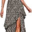 Dokotoo Women's 2025 Sleeveless Spring Summer Dresses Casual Boho Crewneck Floral Boho Cocktail Party Dresses (Size Medium, Apricot)