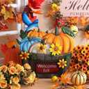 Thanksgiving Outdoor Decorations Metal Pumpkin Yard Stakes with Sunflower Pumpkin Welcome Fall Sign for Home Outside Garden Lawn Porch Thanksgiving Decorations