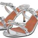 CYNLLIO Bow Kitten Heels for Women Strappy 2.9 Inch High Heel Graduation Sandals Prom Stiletto Heeled Round Open Toe Slides 2026 Backless Dressy Party Shoes (Silver)