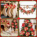 Zeyune 12 Pcs 9.84" Large Poinsettia Picks for Christmas Tree Red Gold Glitter Artificial Christmas Poinsettias Flower with Stems Xmas Floral Ornaments for Xmas Tree Party Wreath DIY Vase Home Decor