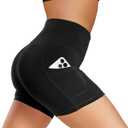 Biker Shorts Women with Pockets - 3"/5"/8" High Waisted Soft Tummy Control Workout Shorts for Yoga Athletic Gym (XX-Large, Black)
