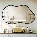 Dorlicecass Irregular Wall Mirror - Wall Mirrors Decorative 20"x36" Black Asymmetrical Mirror Tempered Glass Aviation Aluminum Alloy Frame for Bathroom, Bedroom, Living Room, Cloakroom, Entryway