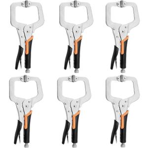 6-Inch C-Clamp Locking Pliers,Heavy Duty Vise Grip Welding Clamp With Swivel Pads for Woodworking,Home,Metalworking,Auto Repair(6 Pack)