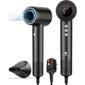 Hair Dryer, High Speed Negative Ionic Blow Dryer with 110, 000 RPM Brushless Motor for Fast Drying, 1500W Low Noise Thermo-Control 4 Temps & 3 Speeds Hairdryer with Magnetic Nozzle for Hair Care, Home