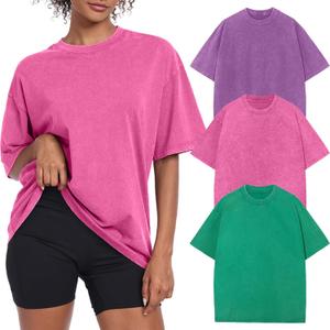 Womens Vintage Oversized T Shirts Acid Washed Baggy Cotton Tee Workout Gym Shirts Boyfriend Short Sleeve Tops, Medium