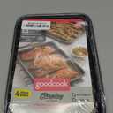 GoodCook 4-Piece Nonstick Steel Toaster Oven Set with Sheet Pan, Rack, Cake Pan, and Muffin Pan, Gray, 4-Piece Set Distributes Heat Evenly, Nonstick Coating, Dishwasher-Safe