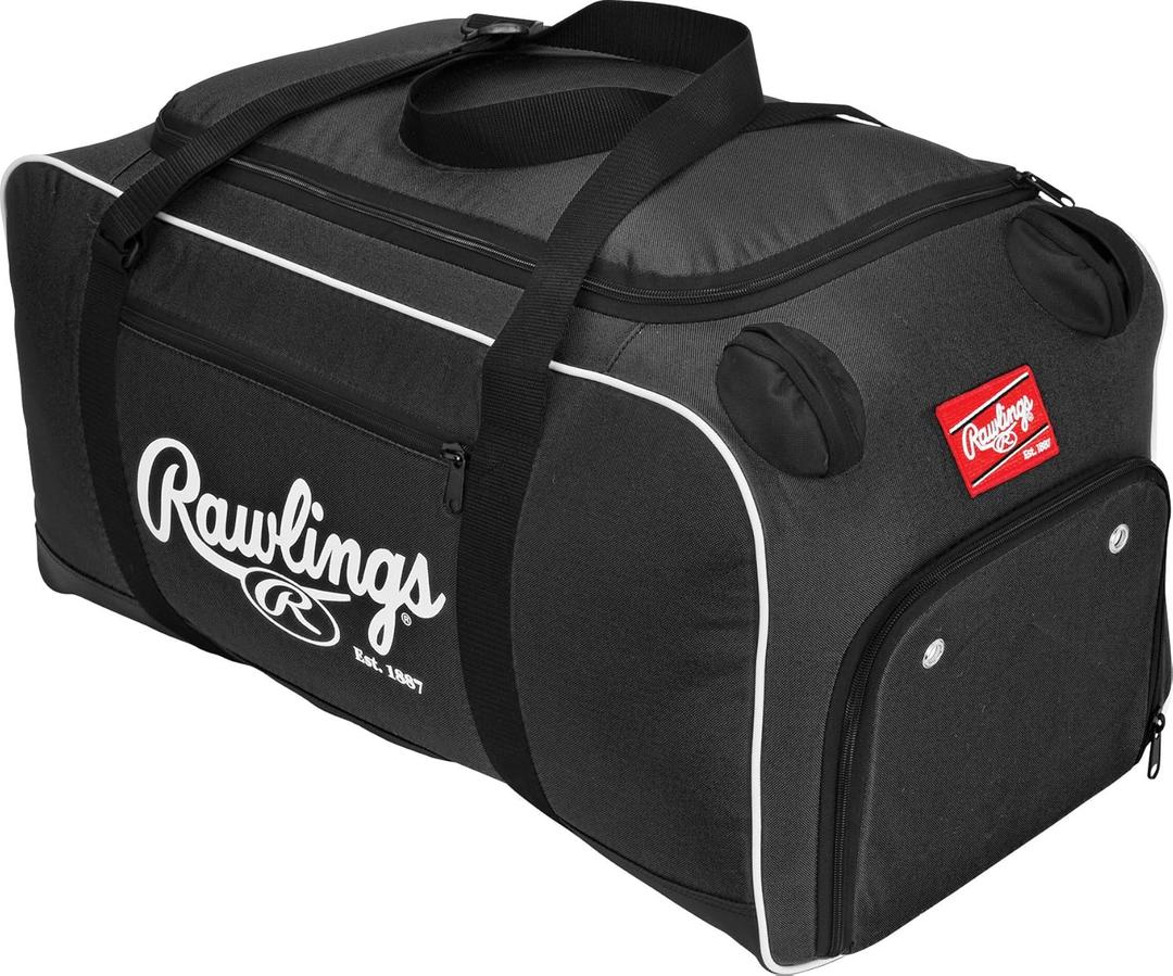Rawlings | COVERT Duffle Equipment Bag | Baseball/Softball | Multiple Styles (26"L x 13"W x 13"H (Pack of 1), Black)