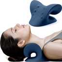 RESTCLOUD Neck and Shoulder Relaxer, Cervical Traction Device for TMJ Pain Relief and Cervical Spine Alignment, Chiropractic Pillow, Neck Stretcher (Dark Blue)