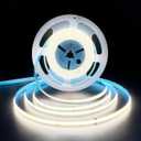 HAMRVL COB LED Strip Lights White 6000K,DC12V 16.4ft/5M 320leds/M CRI90 Flexible LED Tape Lights 8mm,for Indoor Home Cabinet,Bedroom, Kitchen, Stage, Backlight DIY Lighting(Without Power Supply)