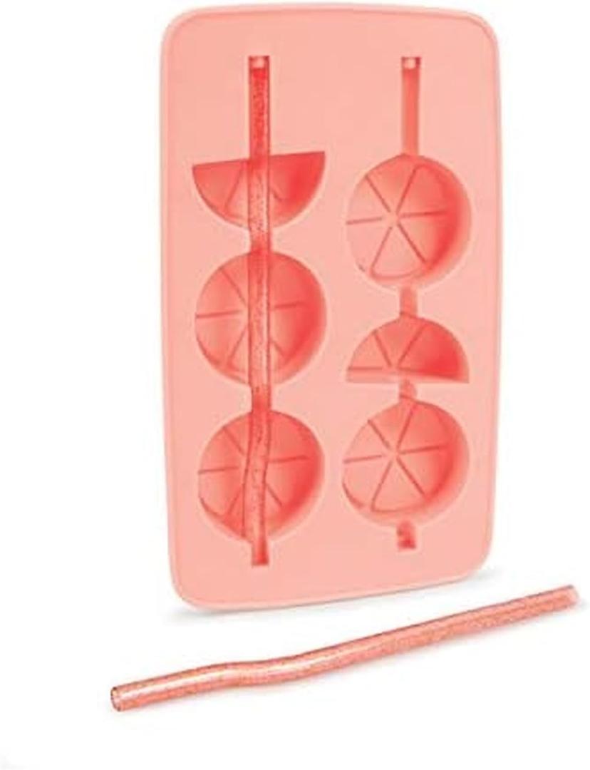 Fred & Friends Mold Ice Tray and Straws, Standard, Pink, Pack Of 3
