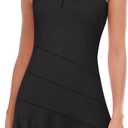 Misyula Tennis Dresses for Women,Athletic Dress with Shorts 2Pockets Zip Up Polo Sleeveless Golf Workout Dress(XS-XL) (Small, Black)