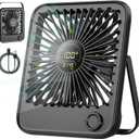 Shintrend Rechargeable Portable Travel Fan - USB Desk Fan with 100 Wind Speeds Small Fan with Digital Display Quiet Desktop Personal Fans for Cruise Ship Office Outdoor Bedroom (Black-102)