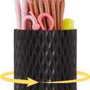 Black Pen Holder for Desk, 360 Rotating Pen Organizer with 5 Slots - Spinning Pencil Holder & Pencil Cup for Office, Art Supply, Makeup Brush - Desk Organizer for Home, School