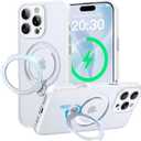 for iPhone 16 Pro Case with 360Spin Magnetic Stand[Fit for MagSafe][Rotatable Ring Holder][Full Camera Protection] Adjustable Kickstand iPhone Case for iPhone 16 Pro 6.3", White