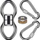 SELEWARE Silent Bearing Swing Swivel with 2 Carabiners, 360 Rotational Device Hanging Accessory for Tree Swing, Hammock Chair, Yoga,1200LB Capacity