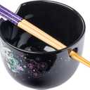 Silver Buffalo Disney Nightmare Before Christmas Jack Skellington Ceramic Ramen Noodle Rice Bowl with Chopsticks, Microwave Safe, 20 Ounces