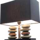 Elegant Designs LT1036-BLK Rectangular Dual Stacked Stone Ceramic Table Lamp, Black