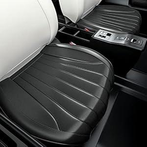 FEELON 2 Pieces LB Car Seat Covers Front Bottom Seat Cushion Covers, Waterproof Nappa Leather, Anti-Slip and Wrap Around The Bottom, Universal Auto Interior Fit for Sedans SUV Pick-up Truck, Black