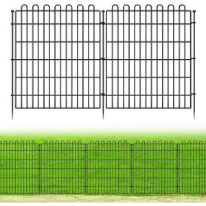 10 Panels No Dig Decorative Garden Fence for Yard, 32 in(H) X 23.6 ft(L) Animal Barrier Fencing for Outdoor Dog, Metal Portable Garden Fences for Borders, Pets, Landscape, Temporary Fence