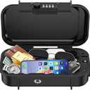 Portable Lock Box, Temracha 4-Digit Combination Lock Box for Travel, Anti-Theft Small Safe Box with Removable Chain, Personal Cash Box for Gym, Hotel, Dorm, Travel