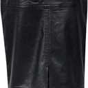 Long Skirts for Women Trendy High Waisted A Line Business Casual Leather Maxi Skirt with Slit Dressy (Black, XL)