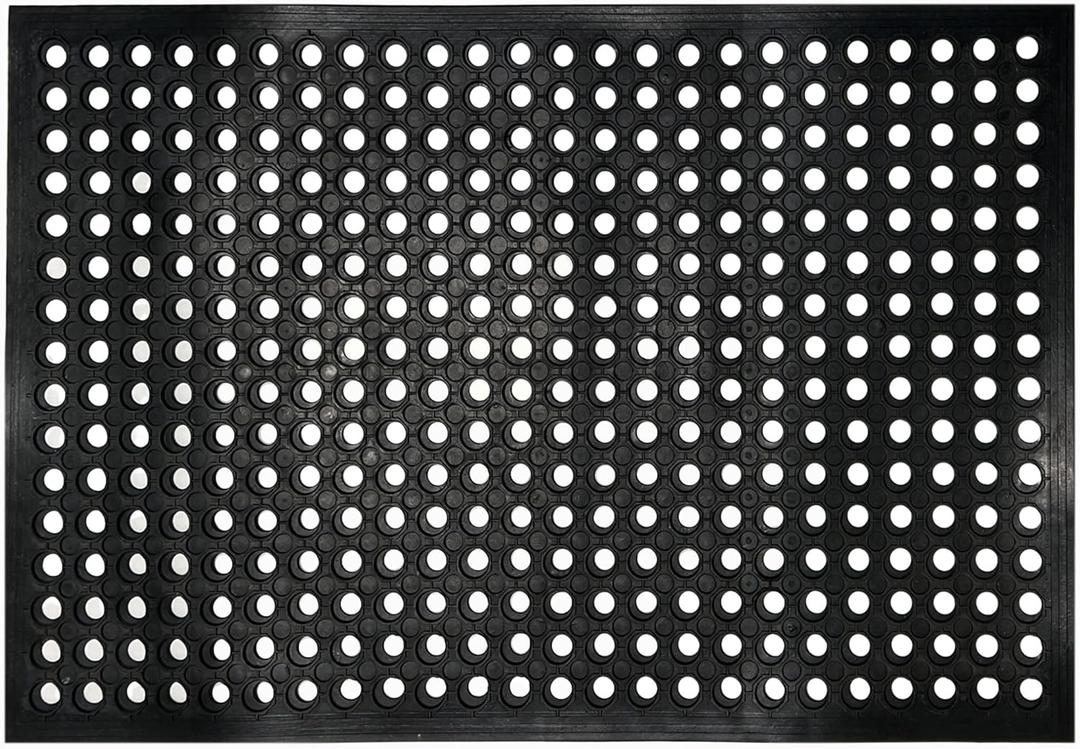 Anti Fatigue Rubber Floor Mats, 24 x 36 Inch Non-Slip Restaurant Mat Door Mat Drainage Mat for Indoor Outdoor Wet Area, Pool Entry, Garden - Black
