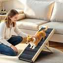 Pawaboo Foldable Dog Ramp, Small Dog Ramp for Couch Low Bed, 4 Adjustable Height from 13'' to 21", Stable Pet Steps with Non-Slip Pad, Portable Pet Ramps Use for Couch Sofa Stairs, Wood