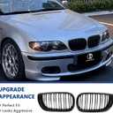 E46 Grille, Front Kidney Grill Compatible with BMW 3 Series 2002-2005 E46 4-Door 320i 325i 325xi 330i 330xi Double Slats Gloss Black Grill