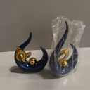 9.4" H Blue Gold Abstract Sculptures Home Decor, Ceramic Art Statue Cool Stuff to Put on Shelves&tv Stand Decor, Gold Accent Entertainment Center, for Fireplace Coffee Table Dining Table Decorate