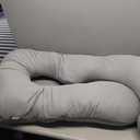 Momcozy Pregnancy Pillows with Cooling Cover, U-Shaped Full Body Maternity Pillow for Side Sleepers 57 Inch - Support for Back, Hip, Belly, Legs for Pregnant Women (Grey- Cooling Fabric)