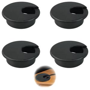 Desk Grommet 2 Inch (50mm), 4 Pack Black ABS Cable Cord Hole Cover Wire Grommet, Desk Cord Hole Cover, Plastic Cable Grommet Wire Organizers for Arranging Home Office Computer Table Countertops