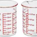 High Borosilicate Glass Measuring Cup-V-Shaped SpoutGlass Measuring Beaker for Kitchen or Restaurant, Easy to Read, 60 ML (2 Oz)-Pack of 2