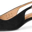 Amazon Essentials Women's Pointed Toe Slingback Block Heel (10, Black Faux Suede)