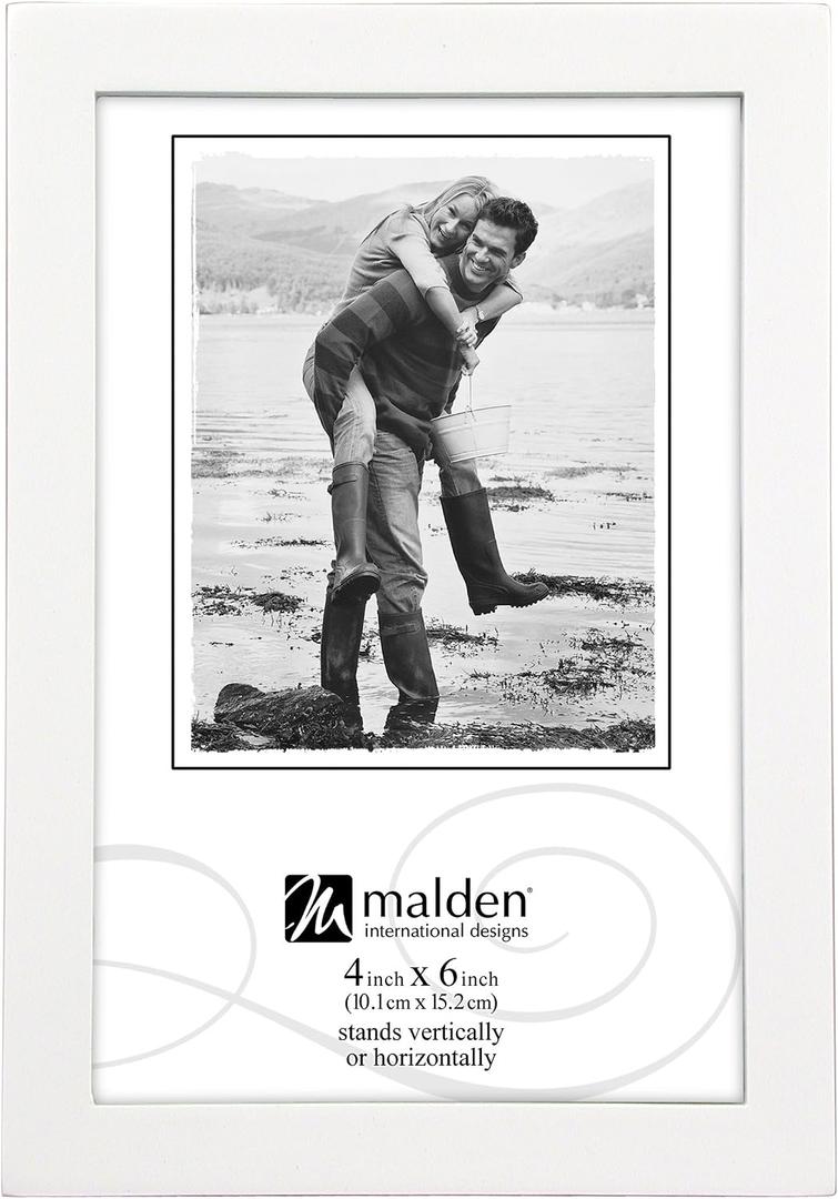 Malden International Designs White Concept Wood Picture Frame, 4x6, White