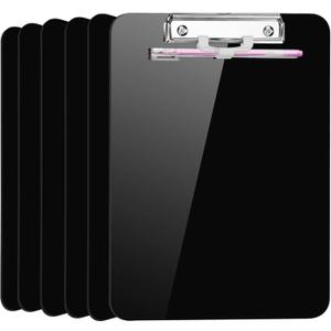 6 PCS A4 Clipboards,Plastic Clipboard with Pen Holder,Clip Boards 8.5x11 with Low Profile Clip,Cute Hanging Clipboard for School Office Supplies Clipboards for Kids,Portable Clip Board for Nurse