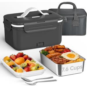 Vabaso Cordless Electric Lunch Box with 8000mAh Battery, 1.8L/7.6-Cup Heated Lunch Box for Adults, Portable Self-Heating Food Warmer for Office Outdoor Work