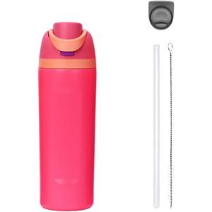 Insulated Stainless Steel Water Bottle with Straw, 24 oz, Reusable Sports and Travel Bottle for School, Kids, and Outdoors - Leakproof and BPA-Free (FUCHSIA)