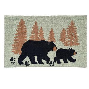 Woodland Bear Tree Silhouette Hand-Hooked Accent Rug 28.5 X 17 Inches for Home dcor