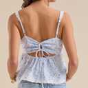 Women Teens Cute Babydoll Tops Y2k Floral Lace Trim Camisole Ruffle Tank Top Summer Flowy Peplum Top Streetwear (Small)