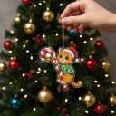 Orange Tabby Cat Hugging Candy Cane 2D Flat Acrylic Ornament - Orange Tabby Christmas Ornmanent - Christmas Tree Decoration, Cat Lover Gifts 2025