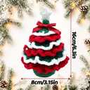 Crochet Christmas Tree Kit,Finished Product DIY Crochet Christmas Tree Kit Tree Bow Pearl Embellishment DecorationsSuitable for Christmas, Holidays, Parties Etc(Green+Red)