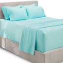 Hearth & Harbor Extra Deep Pocket Queen Sheets Sets - Fits Mattress 18-24 Inches Deep - Extra Deep Pocket Sheets - 6 Piece Queen Size - Aqua Blue